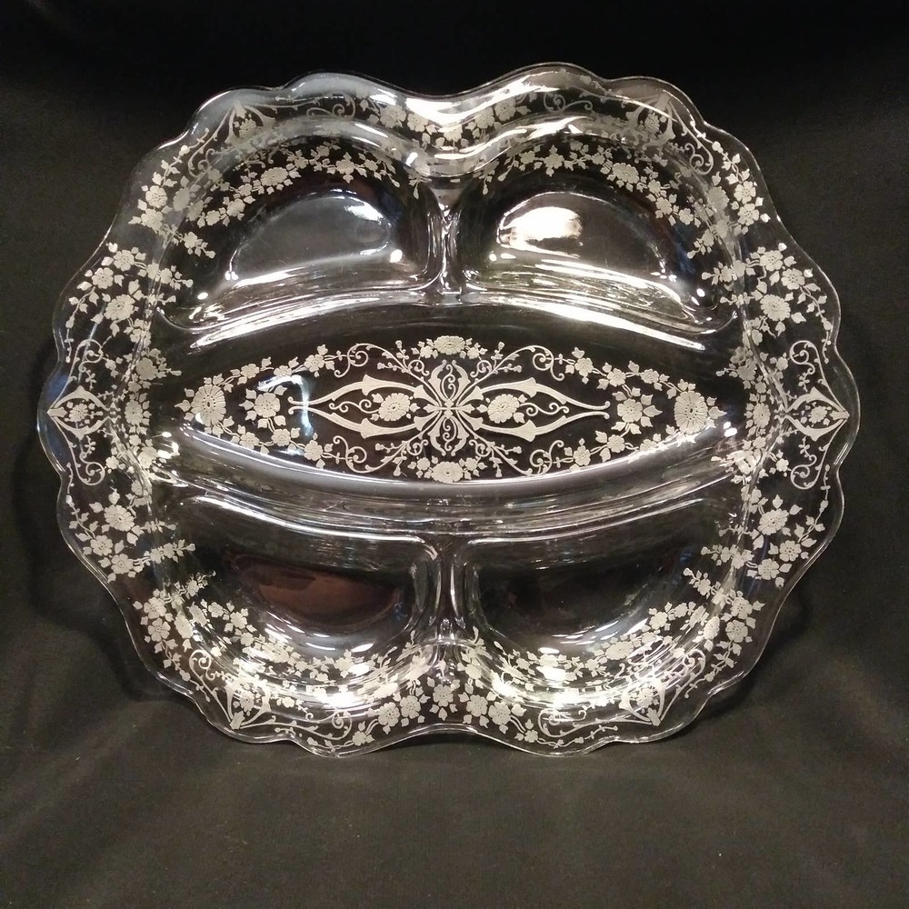 Vintage Cambridge Glass 5 Part Relish Dish in Diane Etch 10 1/2 in